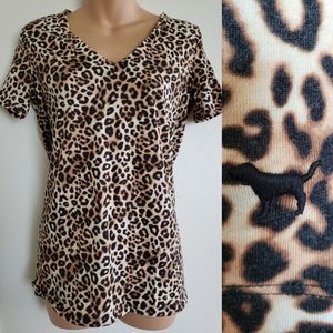 PINK Victoria Secret Leopard V Neck Tee